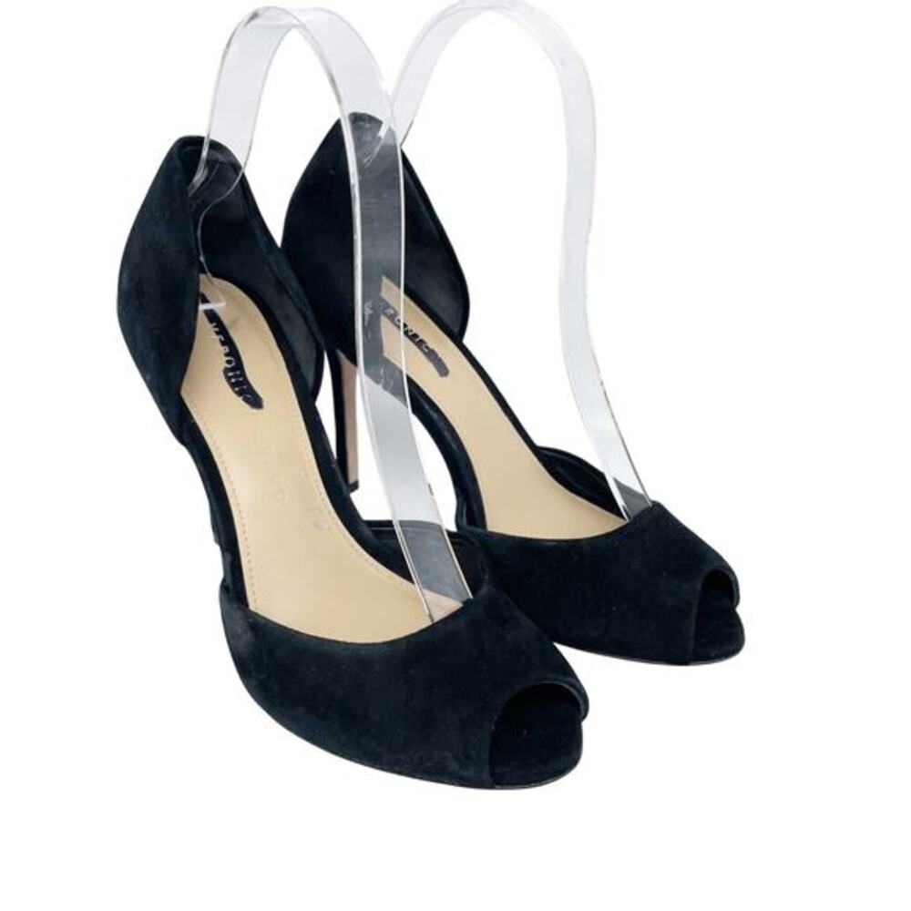 Veronica Beard Gadot D'Orsay Black Suede Peep Toe Pumps Stiletto Heel Shoe 6M
